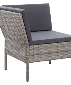 vidaXL 6 Piece Garden Lounge Set with Cushions Poly Rattan Grey