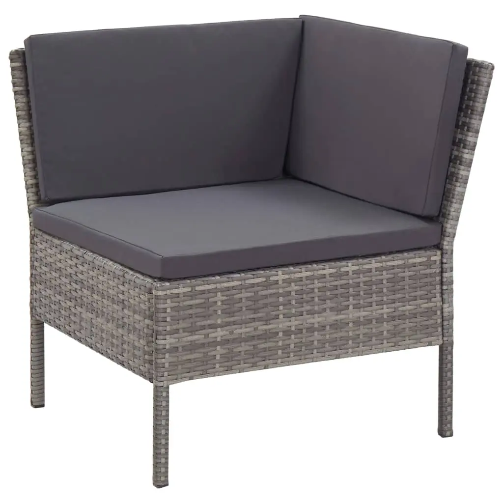 vidaXL 6 Piece Garden Lounge Set with Cushions Poly Rattan Grey