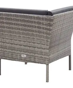 vidaXL 6 Piece Garden Lounge Set with Cushions Poly Rattan Grey