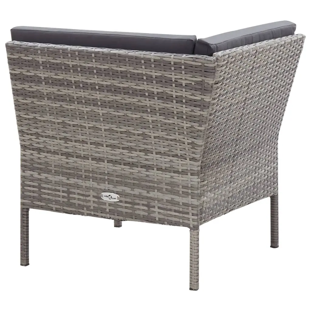 vidaXL 6 Piece Garden Lounge Set with Cushions Poly Rattan Grey