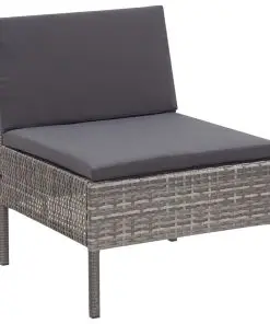 vidaXL 6 Piece Garden Lounge Set with Cushions Poly Rattan Grey