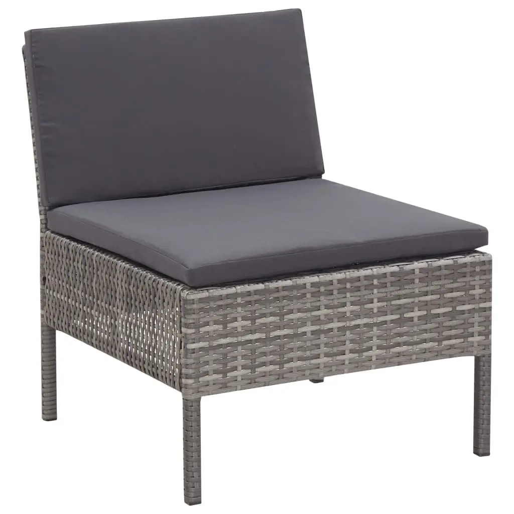 vidaXL 6 Piece Garden Lounge Set with Cushions Poly Rattan Grey