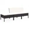vidaXL 3 Piece Garden Lounge Set with Cushions Poly Rattan Black