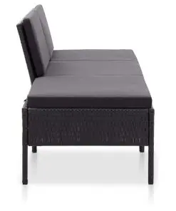 vidaXL 3 Piece Garden Lounge Set with Cushions Poly Rattan Black