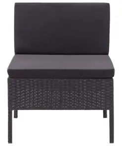 vidaXL 3 Piece Garden Lounge Set with Cushions Poly Rattan Black