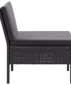 vidaXL 3 Piece Garden Lounge Set with Cushions Poly Rattan Black