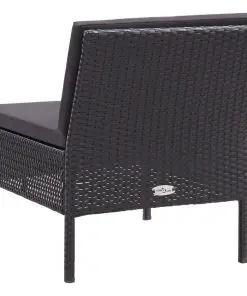 vidaXL 3 Piece Garden Lounge Set with Cushions Poly Rattan Black