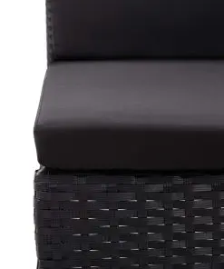 vidaXL 3 Piece Garden Lounge Set with Cushions Poly Rattan Black