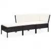 vidaXL 3 Piece Garden Lounge Set with Cushions Poly Rattan Black