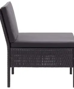 vidaXL 3 Piece Garden Lounge Set with Cushions Poly Rattan Black