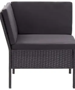 vidaXL 3 Piece Garden Lounge Set with Cushions Poly Rattan Black