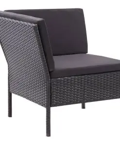 vidaXL 3 Piece Garden Lounge Set with Cushions Poly Rattan Black