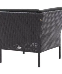 vidaXL 3 Piece Garden Lounge Set with Cushions Poly Rattan Black