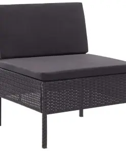 vidaXL 3 Piece Garden Lounge Set with Cushions Poly Rattan Black