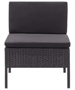 vidaXL 3 Piece Garden Lounge Set with Cushions Poly Rattan Black