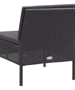vidaXL 3 Piece Garden Lounge Set with Cushions Poly Rattan Black