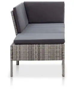 3 Piece Garden Lounge Set with Cushions Poly Rattan Grey