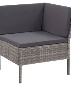 3 Piece Garden Lounge Set with Cushions Poly Rattan Grey