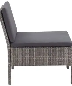 3 Piece Garden Lounge Set with Cushions Poly Rattan Grey