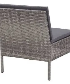 3 Piece Garden Lounge Set with Cushions Poly Rattan Grey
