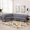 vidaXL Corner Sofa Light Grey Fabric