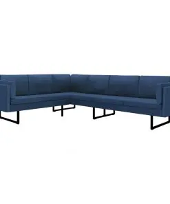 vidaXL Corner Sofa Blue Fabric