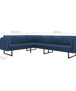 vidaXL Corner Sofa Blue Fabric