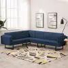 vidaXL Corner Sofa Blue Fabric