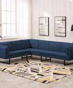 vidaXL Corner Sofa Blue Fabric