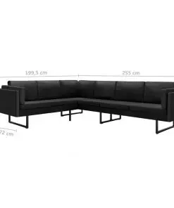 vidaXL Corner Sofa Black Fabric
