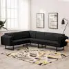 vidaXL Corner Sofa Black Fabric