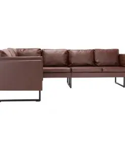 vidaXL Corner Sofa Faux Leather Brown