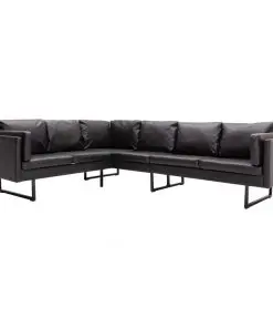 vidaXL Corner Sofa Faux Leather Black