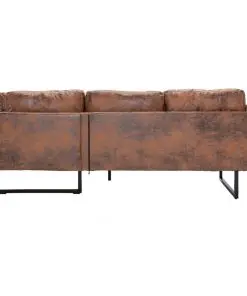 vidaXL Corner Sofa Faux Suede Leather Brown