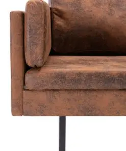vidaXL Corner Sofa Faux Suede Leather Brown