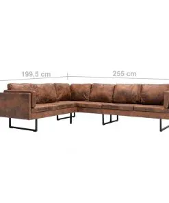 vidaXL Corner Sofa Faux Suede Leather Brown