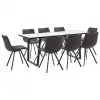 vidaXL 9 Piece Dining Set Brown Faux Leather
