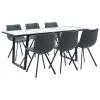 vidaXL 7 Piece Dining Set Black Faux Leather vidaXL 7 Piece Dining Set Black Faux Leather