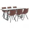 vidaXL 7 Piece Dining Set Medium Brown Faux Leather vidaXL 7 Piece Dining Set Medium Brown Faux Leather