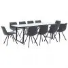 vidaXL 11 Piece Dining Set Black Faux Leather