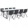 vidaXL 9 Piece Dining Set Black Faux Leather vidaXL 9 Piece Dining Set Black Faux Leather