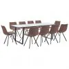 vidaXL 11 Piece Dining Set Medium Brown Faux Leather vidaXL 11 Piece Dining Set Medium Brown Faux Leather