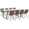 vidaXL 9 Piece Dining Set Medium Brown Faux Leather vidaXL 9 Piece Dining Set Medium Brown Faux Leather