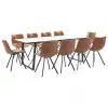 vidaXL 11 Piece Dining Set Cognac Faux Leather vidaXL 11 Piece Dining Set Cognac Faux Leather