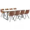 vidaXL 9 Piece Dining Set Cognac Faux Leather vidaXL 9 Piece Dining Set Cognac Faux Leather
