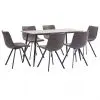 vidaXL 7 Piece Dining Set Brown Faux Leather