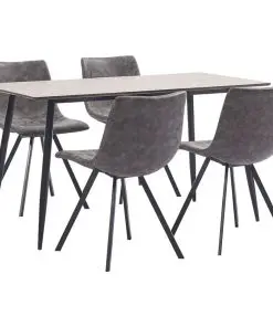 vidaXL 5 Piece Dining Set Brown Faux Leather