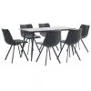 vidaXL 7 Piece Dining Set Black Faux Leather