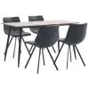 vidaXL 5 Piece Dining Set Black Faux Leather