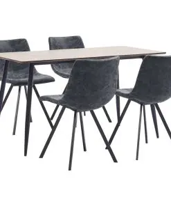 vidaXL 5 Piece Dining Set Black Faux Leather